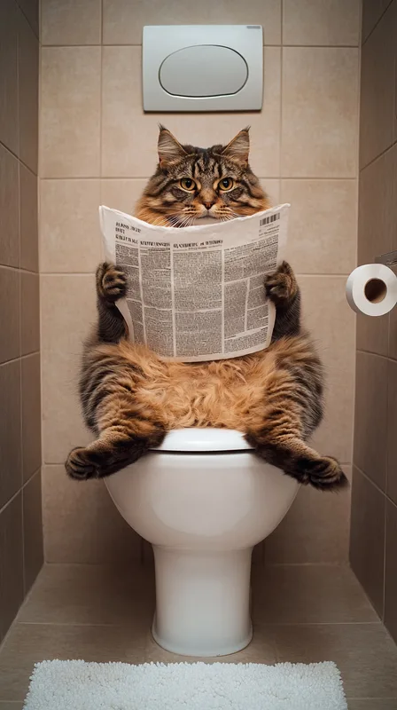 Cat on toilet