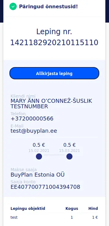 BuyPlan MVP — last screen, 2021
