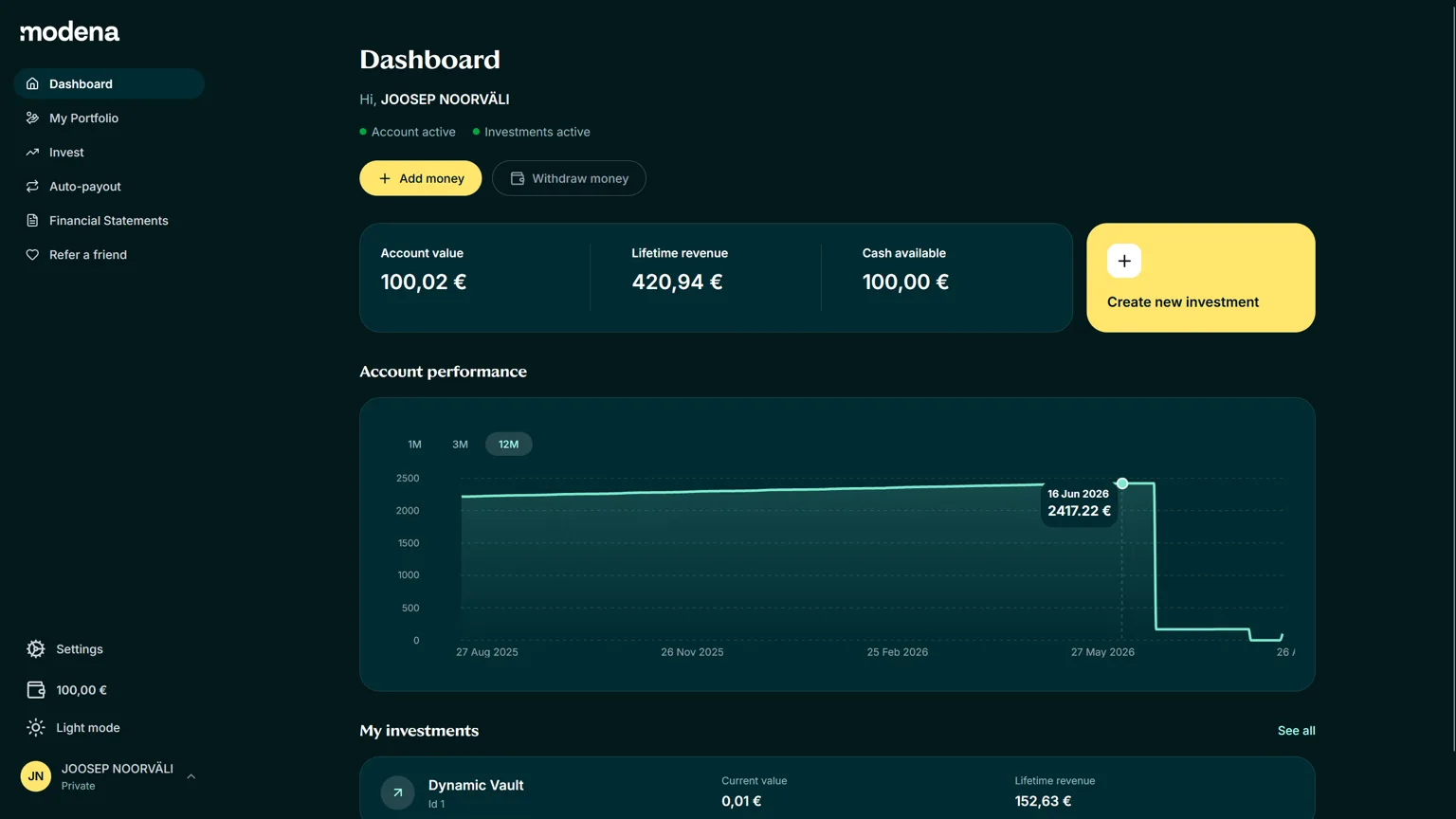 Investor portal dashboard, reflecting on what shipped