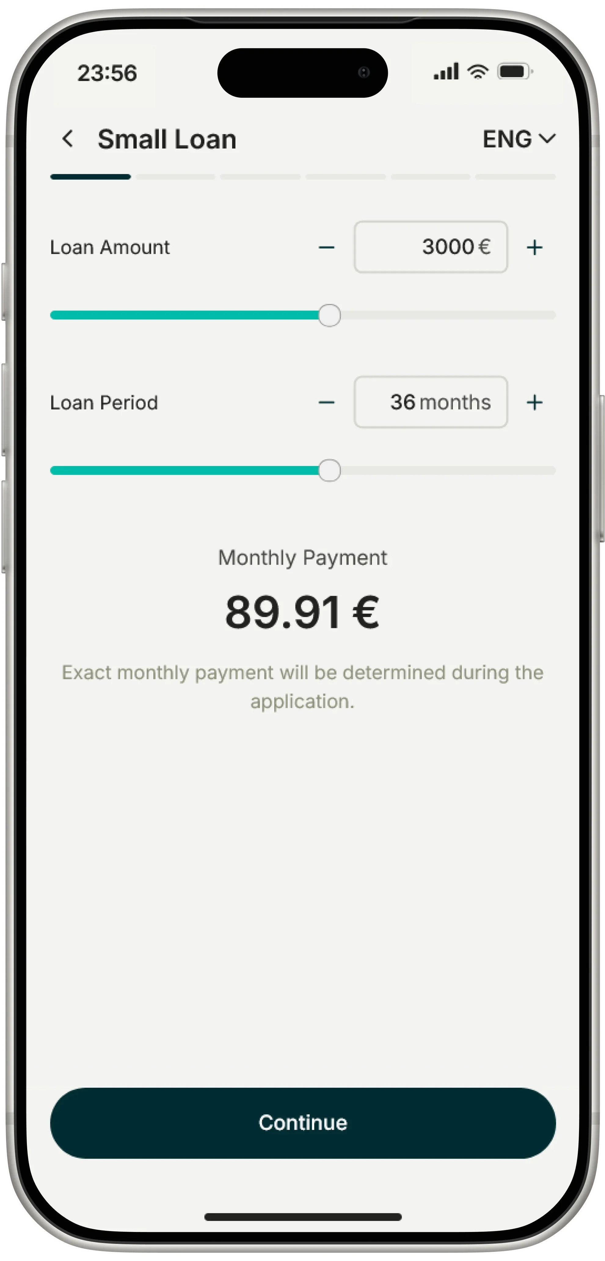 Credit product flow mockup