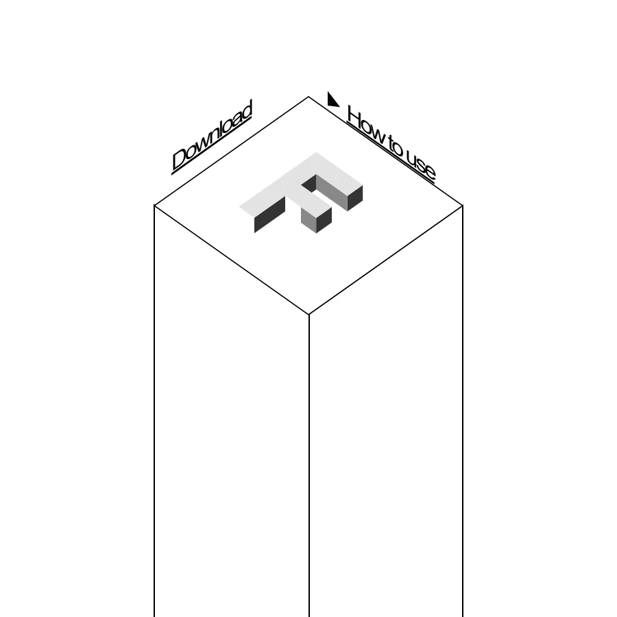 Isometric CSS font letter on top of an isometric pillar