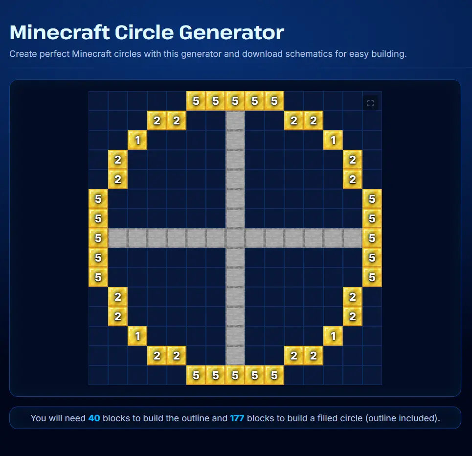 Minecraft Circle Generator tool