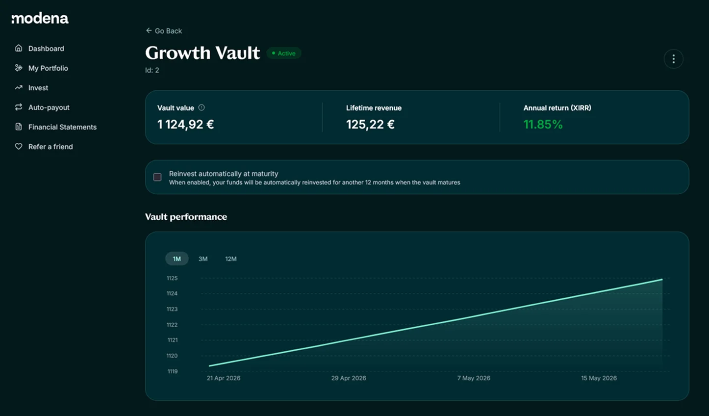 Growth Vault detail page